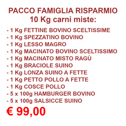 PACCO FAMIGLIA RISPARMIO - 10 Kg CARNI MISTE